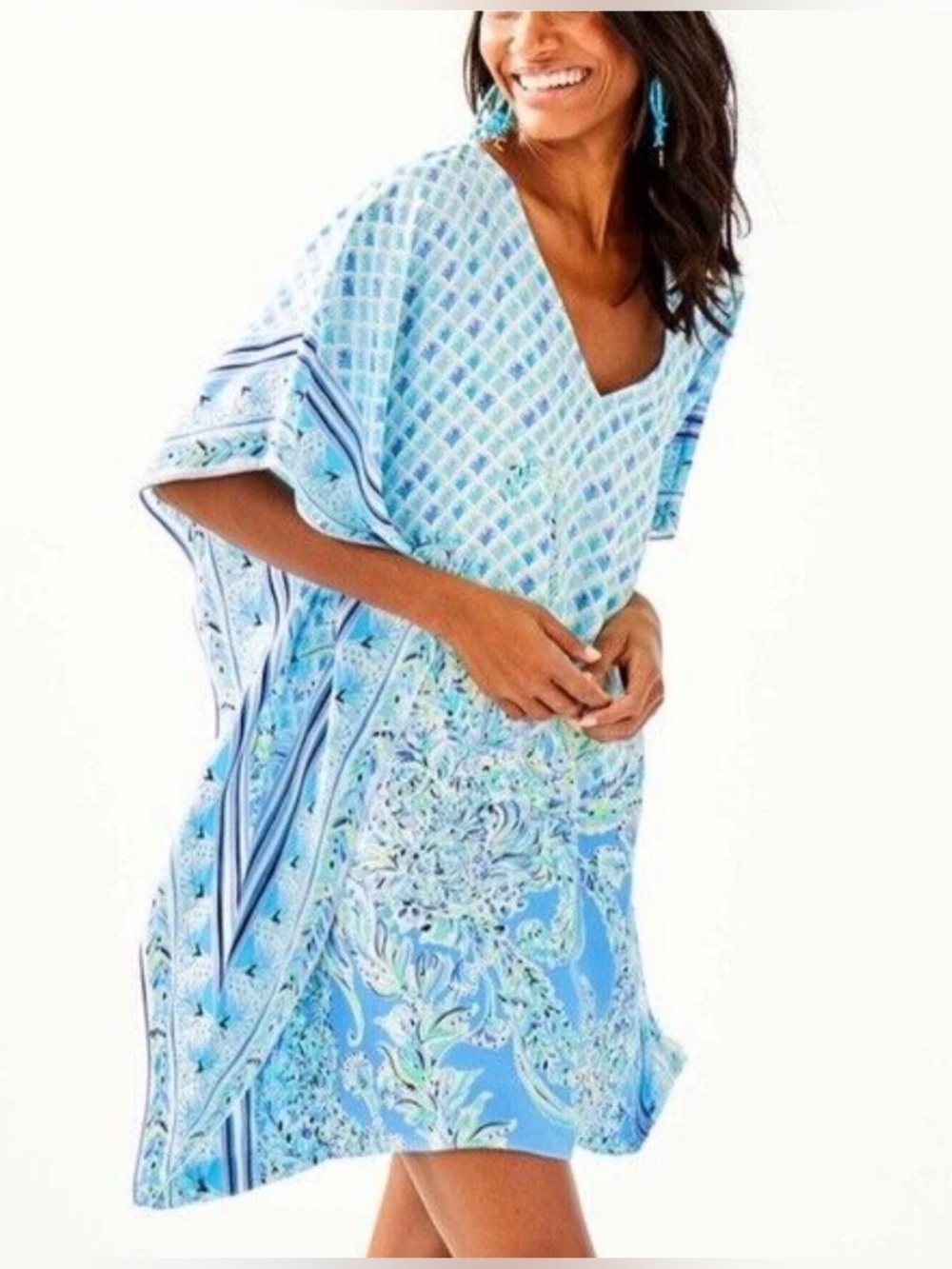 LILLY PULITZER
LINDAMARIE SILK CAFTAN
Bondi Blue Scuba Doo Size S/M